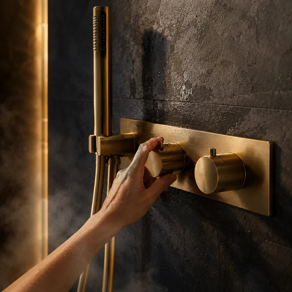 Collection de colonnes de douche thermostatiques — L'art de la douche Image