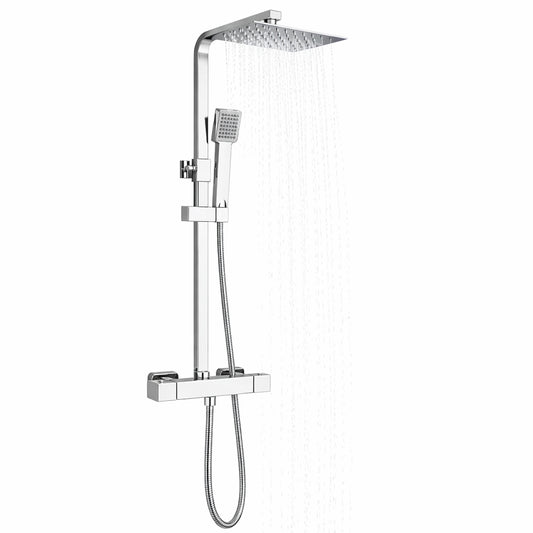 Colonne de Douche Thermostatique Acier Inoxydable Chrome Carré