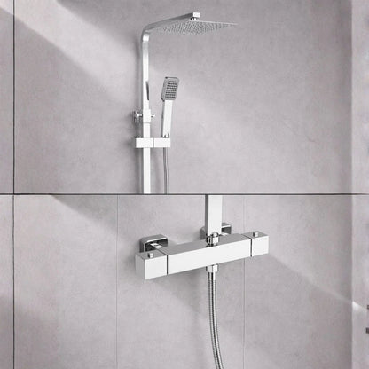 Colonne de Douche Thermostatique Acier Inoxydable Chrome Carré