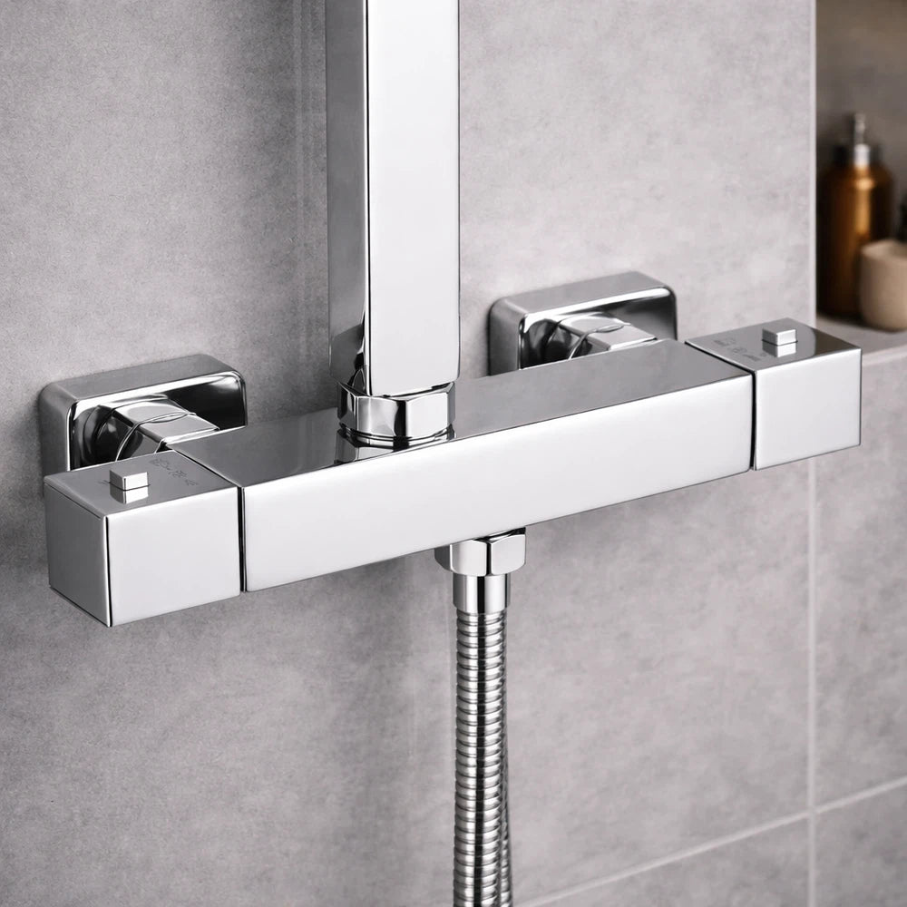 Colonne de Douche Thermostatique Acier Inoxydable Chrome Carré