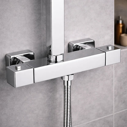 Colonne de Douche Thermostatique Acier Inoxydable Chrome Carré