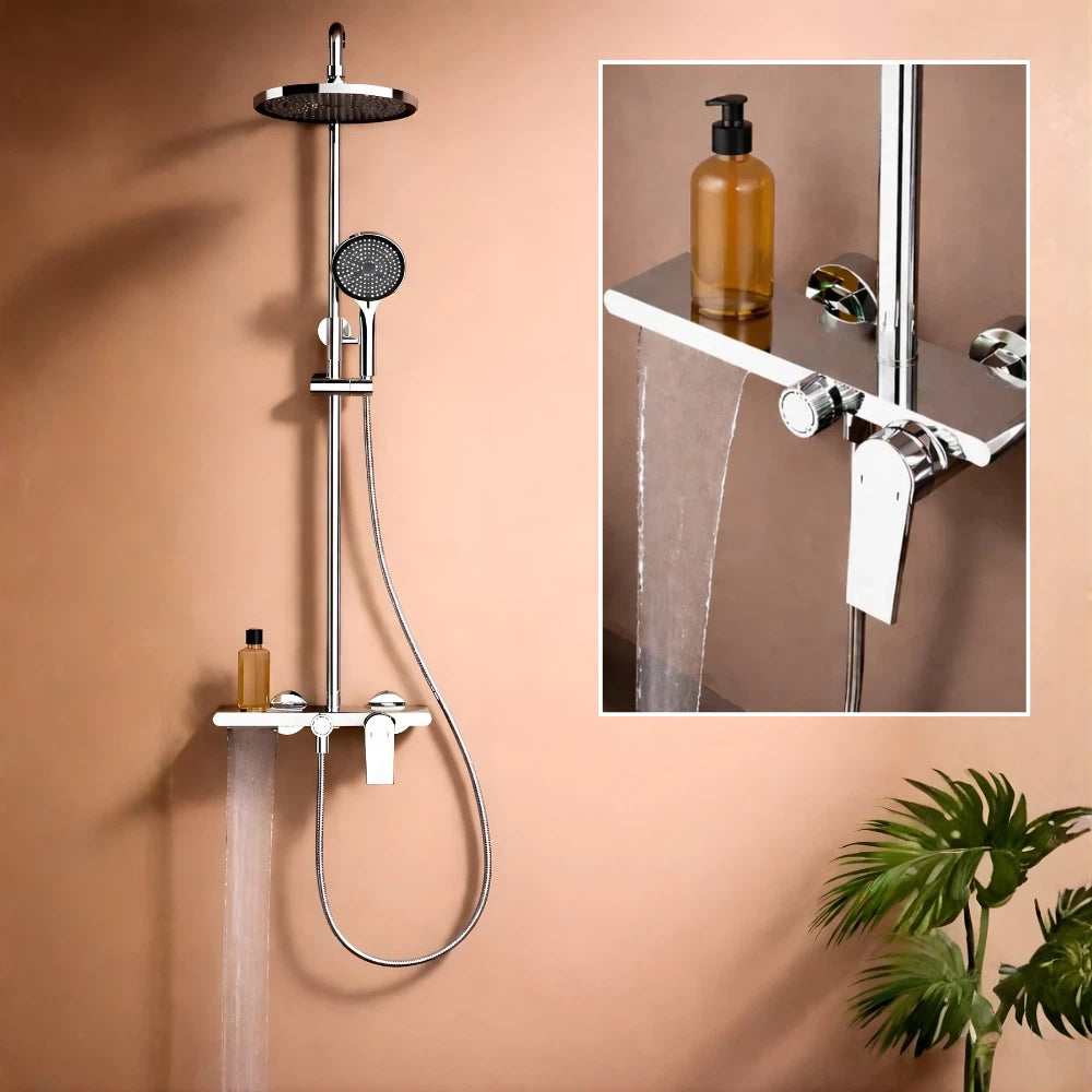 Colonne de Douche Mitigeur 3 Voies Pluie Douchette Cascade