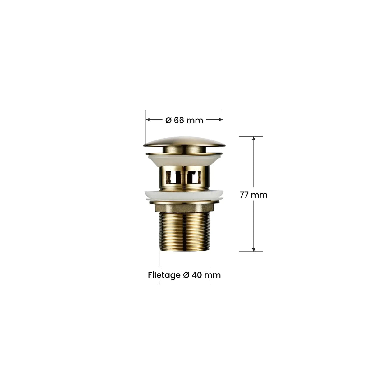 Dimensions de la bonde de lavabo clic-clac