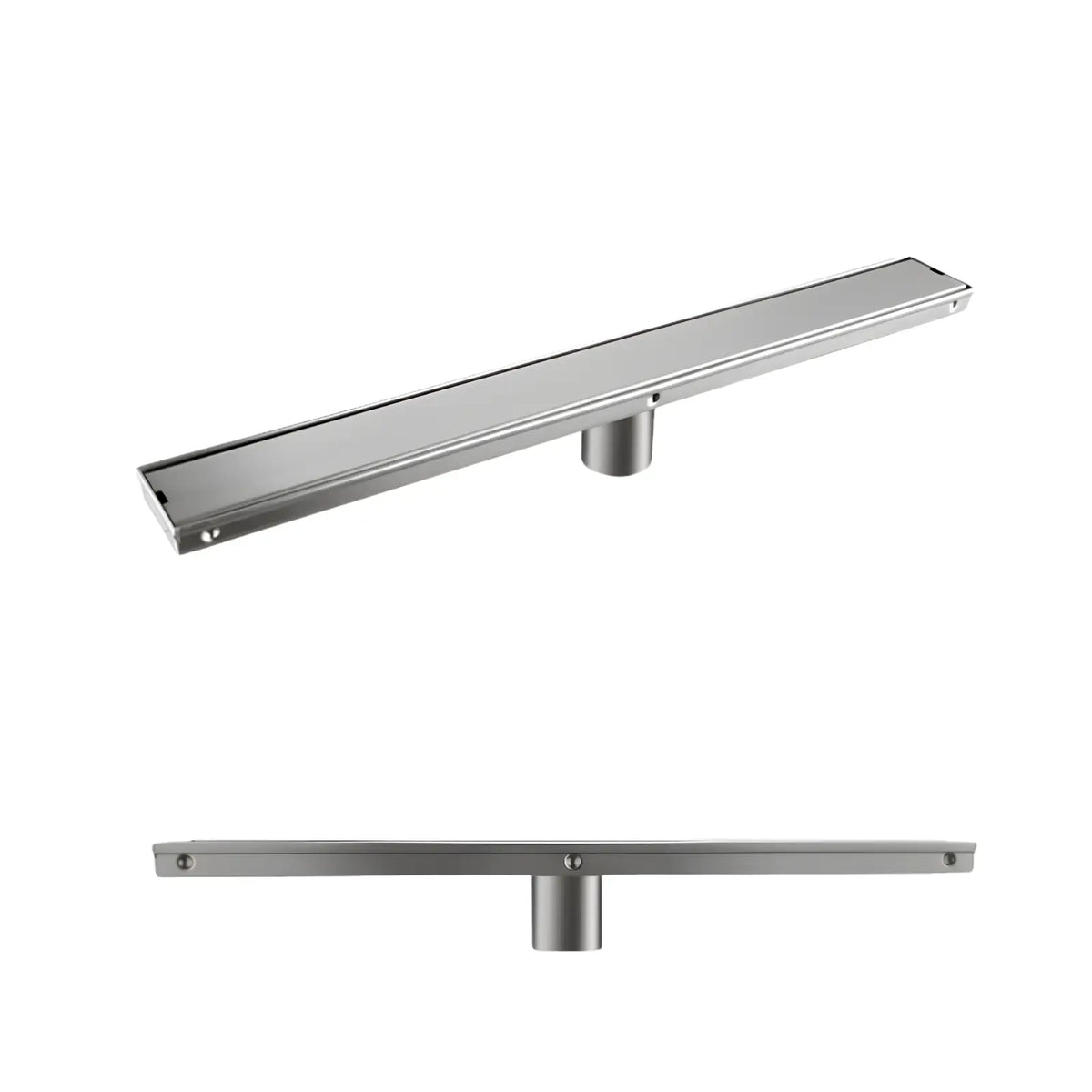 Caniveau de Douche Linéaire Encastré, 60 / 80 / 90 cm en nickel brossé, sur fond blanc