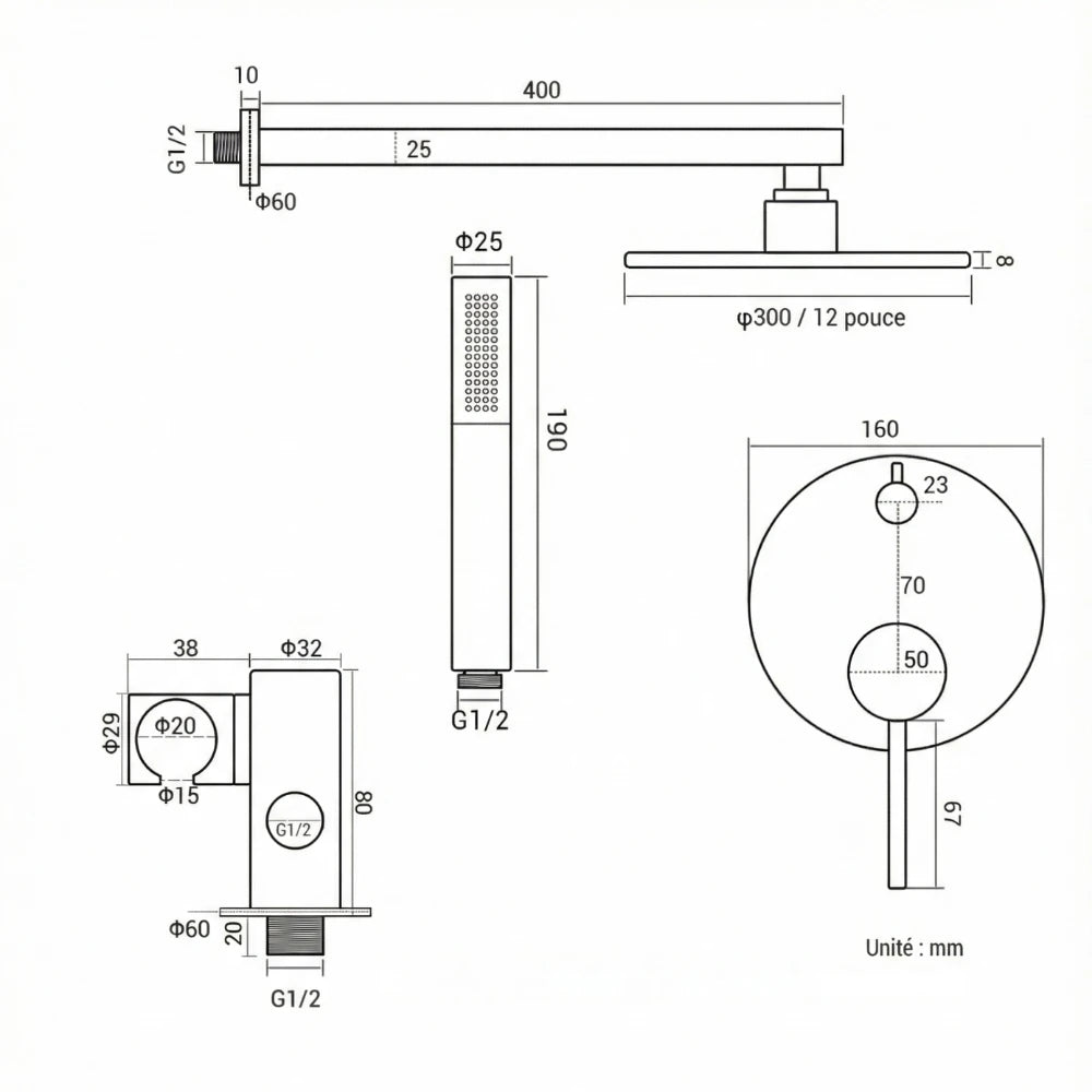 Dimensions - Encastrable Ronde