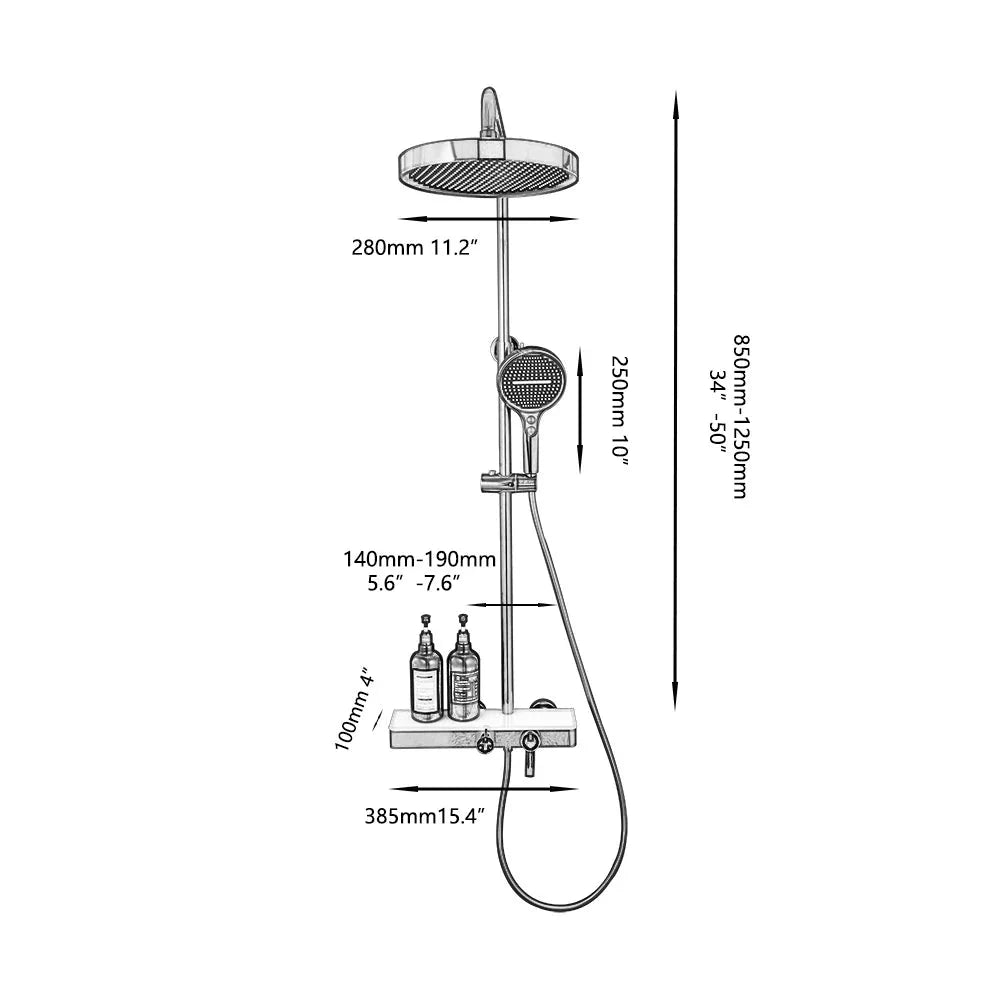 Dimensions - Laiton 3 Voies Baignoire
