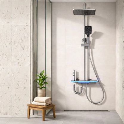 Colonne de Douche Thermostatique LED Rectangulaire 4 Modes