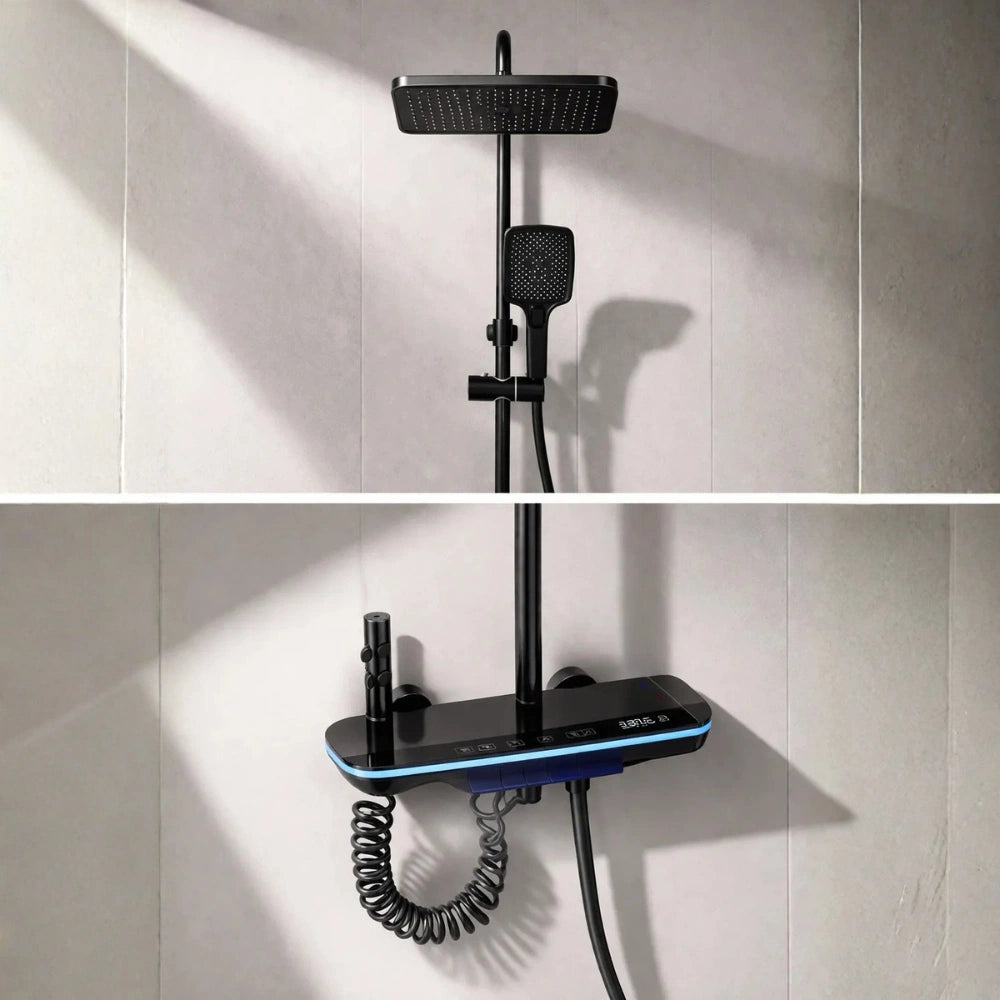 Colonne de Douche Thermostatique LED Rectangulaire 4 Modes