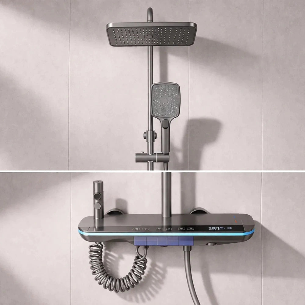 Colonne de Douche Thermostatique LED Rectangulaire 4 Modes
