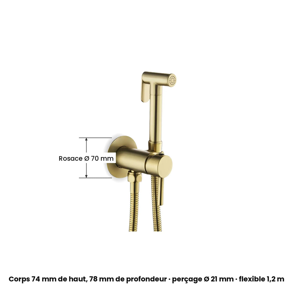 Dimensions de la douchette wc mitigeur eau chaude et froide, ronde