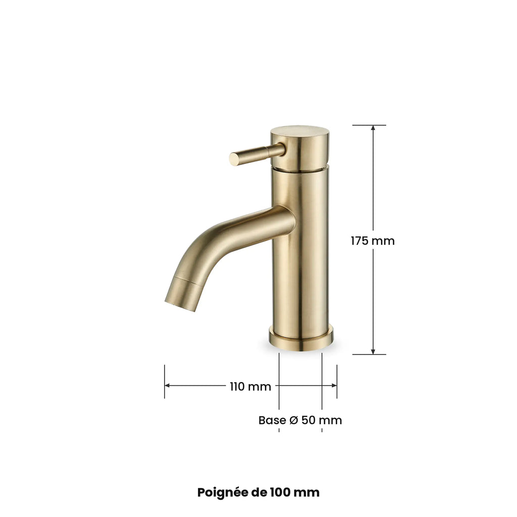 Dimensions du mitigeur lavabo bec bas, salle de bain