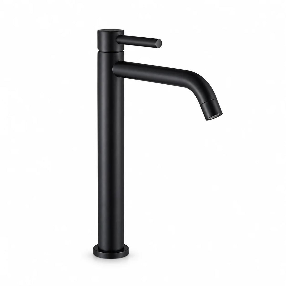 Mitigeur Lavabo Bec Haut pour Vasque à Poser en noir mat, sur fond blanc