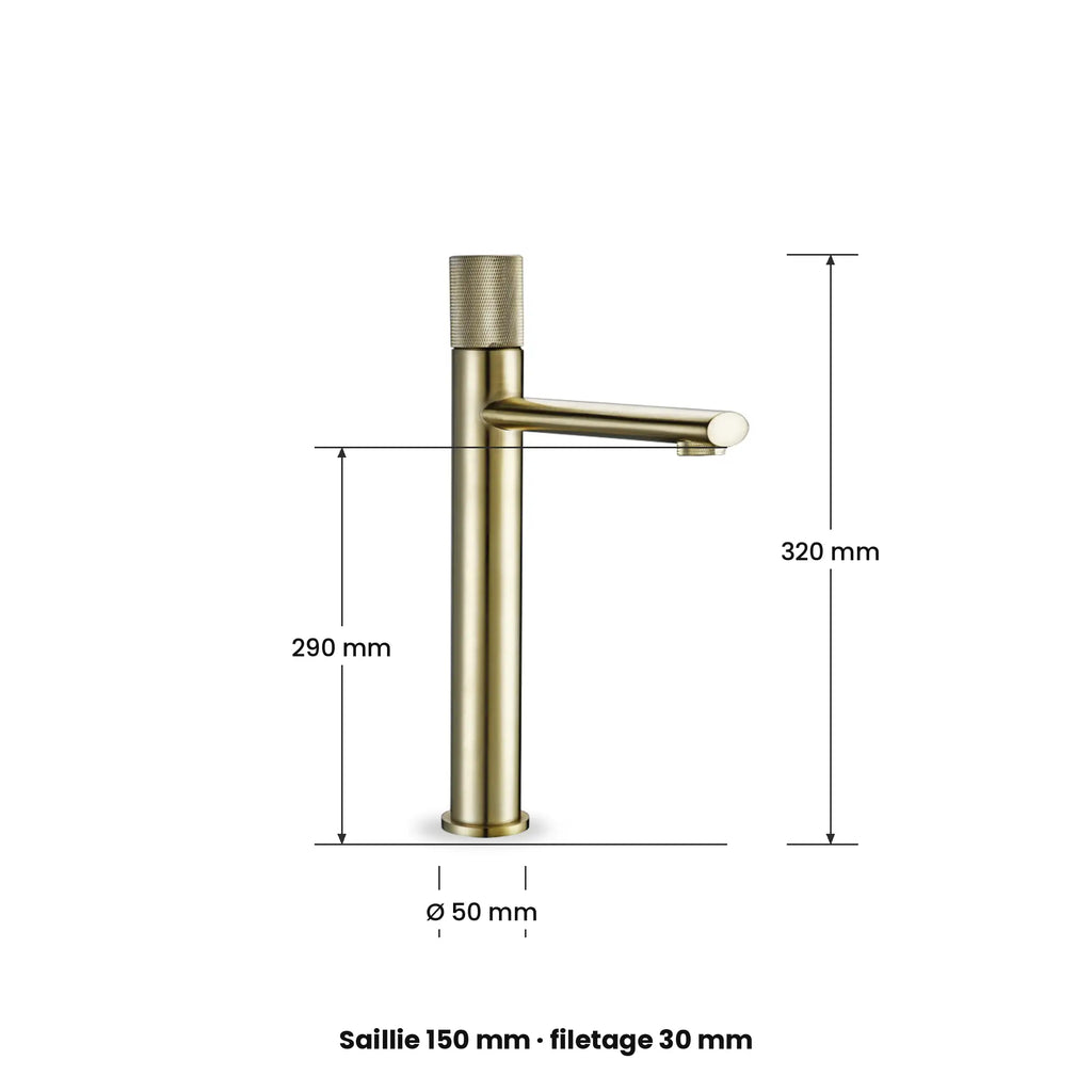 Dimensions du mitigeur lavabo bec haut xl, vasque à poser