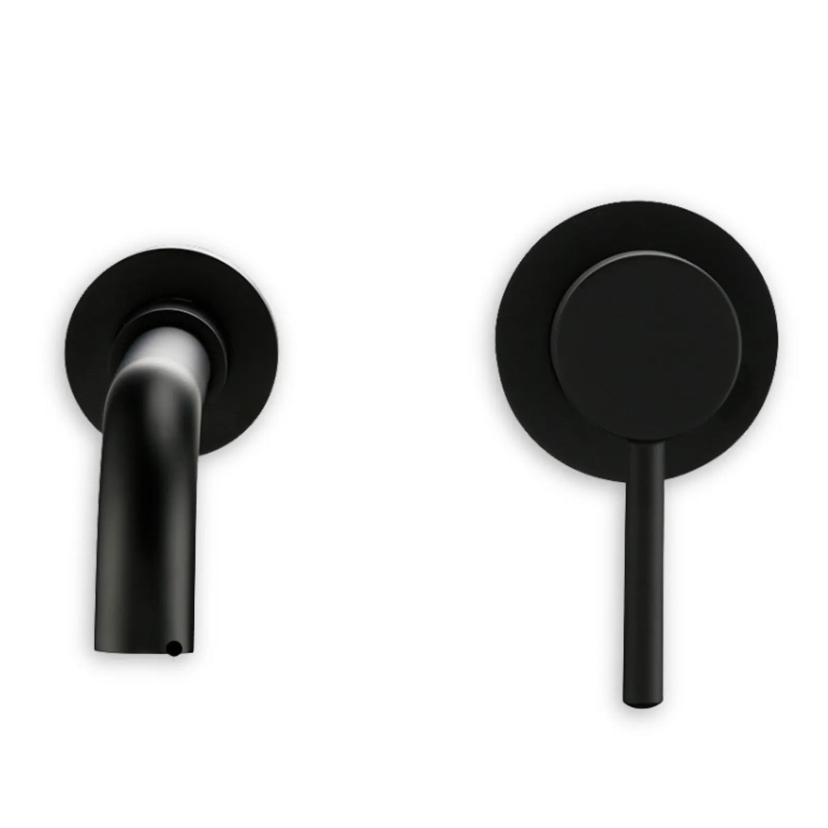 Mitigeur Lavabo Encastré Mural en noir mat, sur fond blanc
